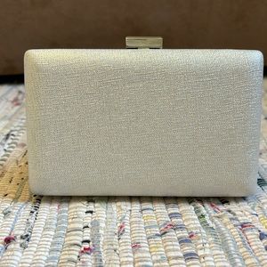 Silver hard case clutch